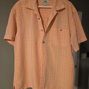 Tommy Bahama Orange Plaid Casual Button Down Shirt